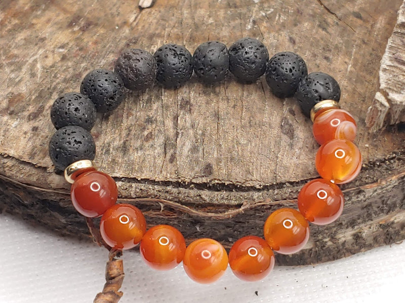 July Birthstone Bracelet with Lava Stone Top