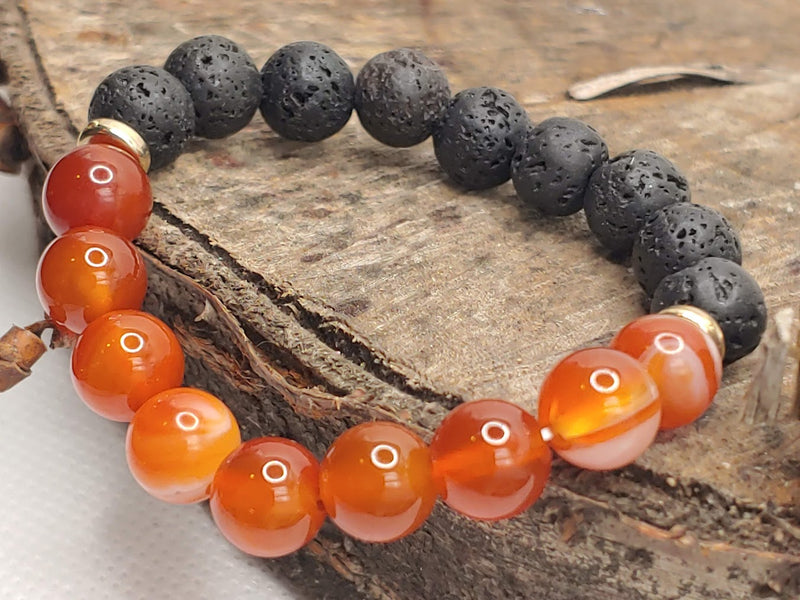 July Birthstone Bracelet with Lava Stone Side