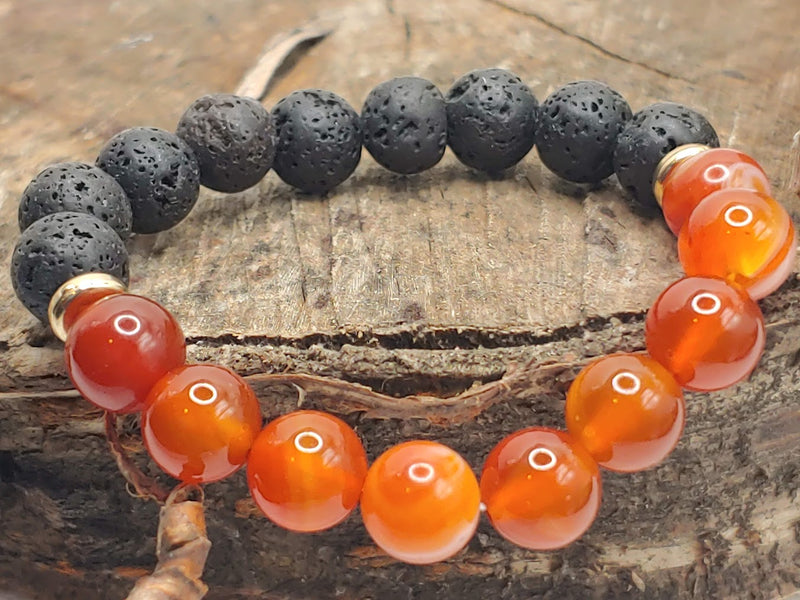 July Birthstone Bracelet with Lava Stone Front