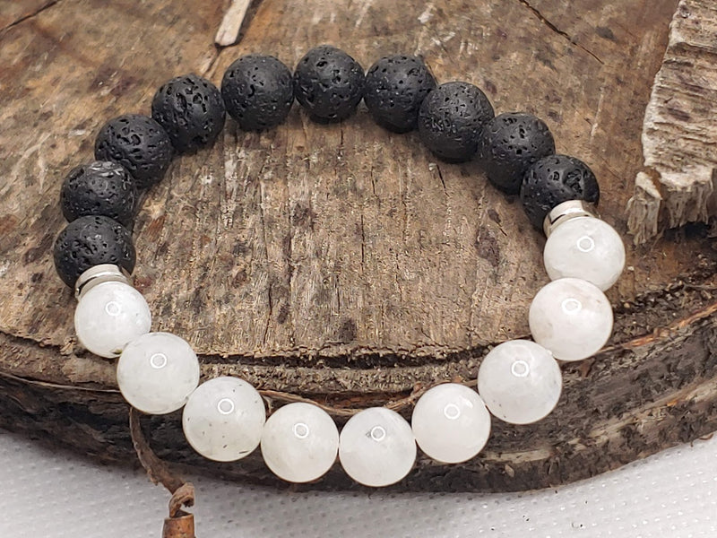 June Birthstone Bracelet with Lava Stone Top