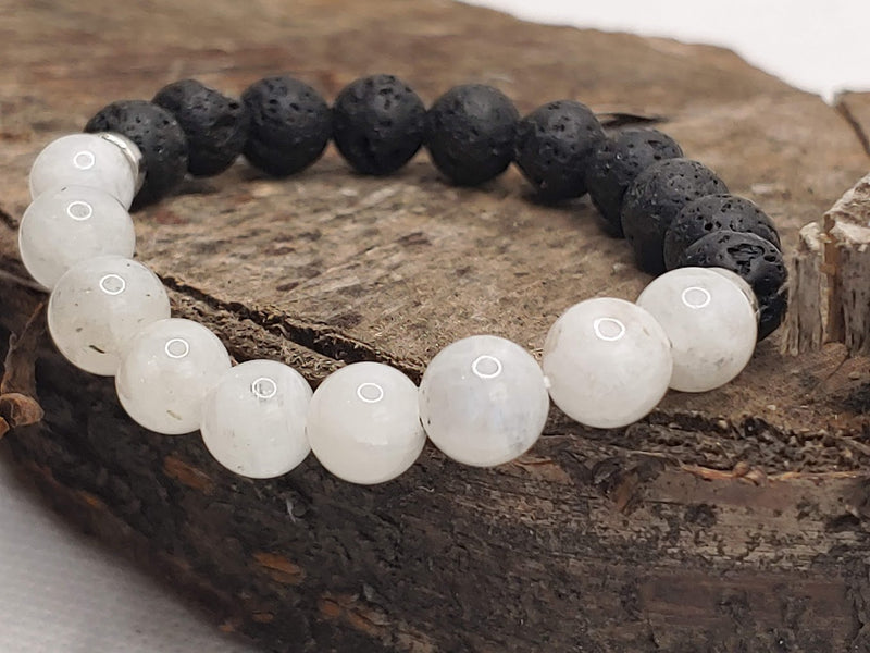 June Birthstone Bracelet with Lava Stone Side