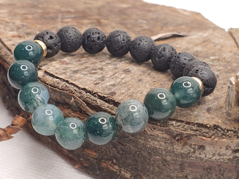 May Birthstone Bracelet with Lava Stone Left