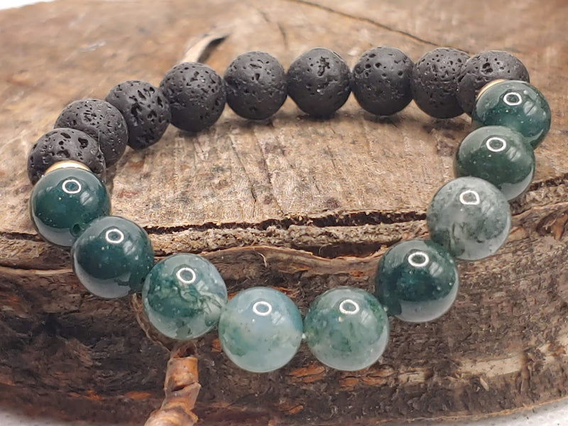 May Birthstone Bracelet with Lava Stone Front