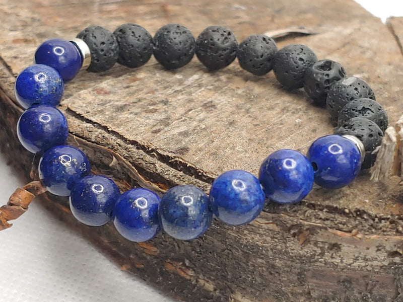 September Birthstone Bracelet with Lava Stone Left