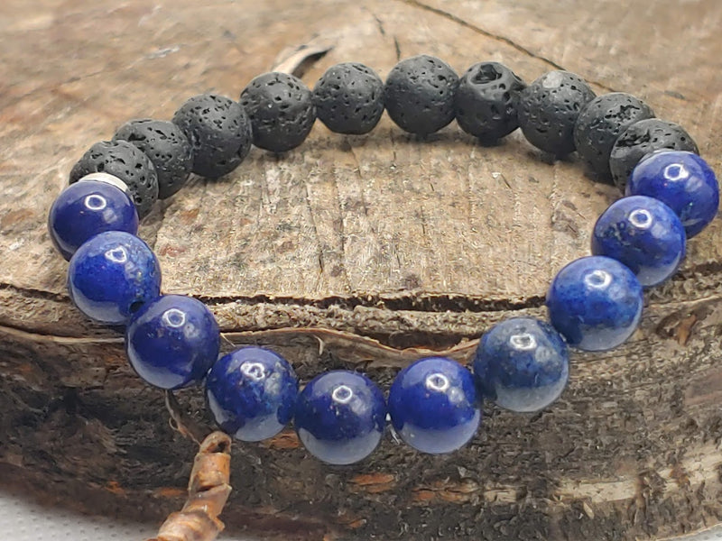 September Birthstone Bracelet with Lava Stone Front