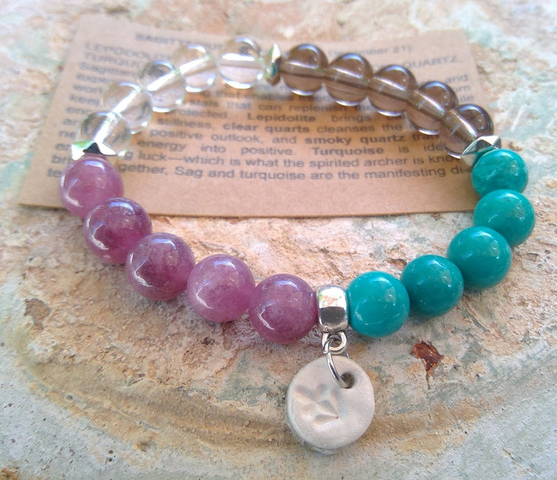 Sagittarius Crystal Bracelet with Zodiac Sign Charm closer