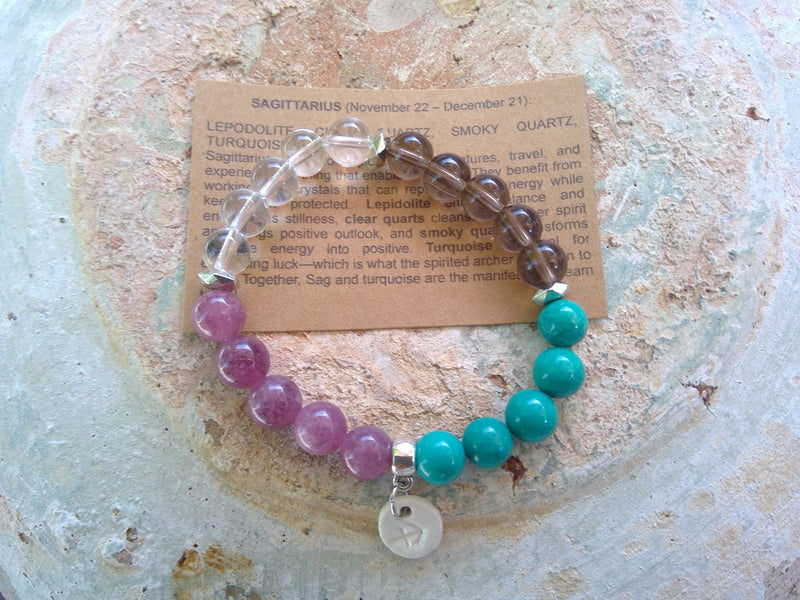 Sagittarius Crystal Bracelet with Zodiac Sign Charm