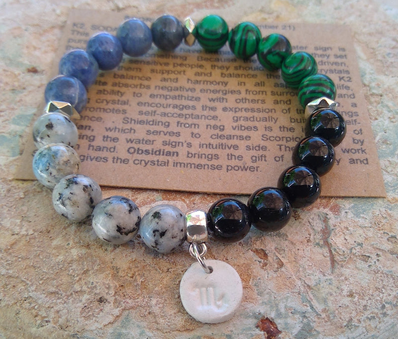 Scorpio Crystal Bracelet with Zodiac Sign Charm Closer