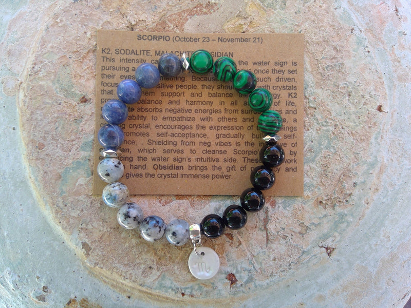 Scorpio Crystal Bracelet with Zodiac Sign Charm