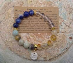 Gemini Crystal Bracelet with Zodiac Sign Charm